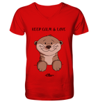 Otter "KEEP CALM" - V-Neck Shirt - Schweinchen's Shop - V-Neck Shirts - Red / S