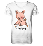 Dickpig-Malle - V-Neck Shirt - Schweinchen's Shop - V-Neck Shirts - White / S